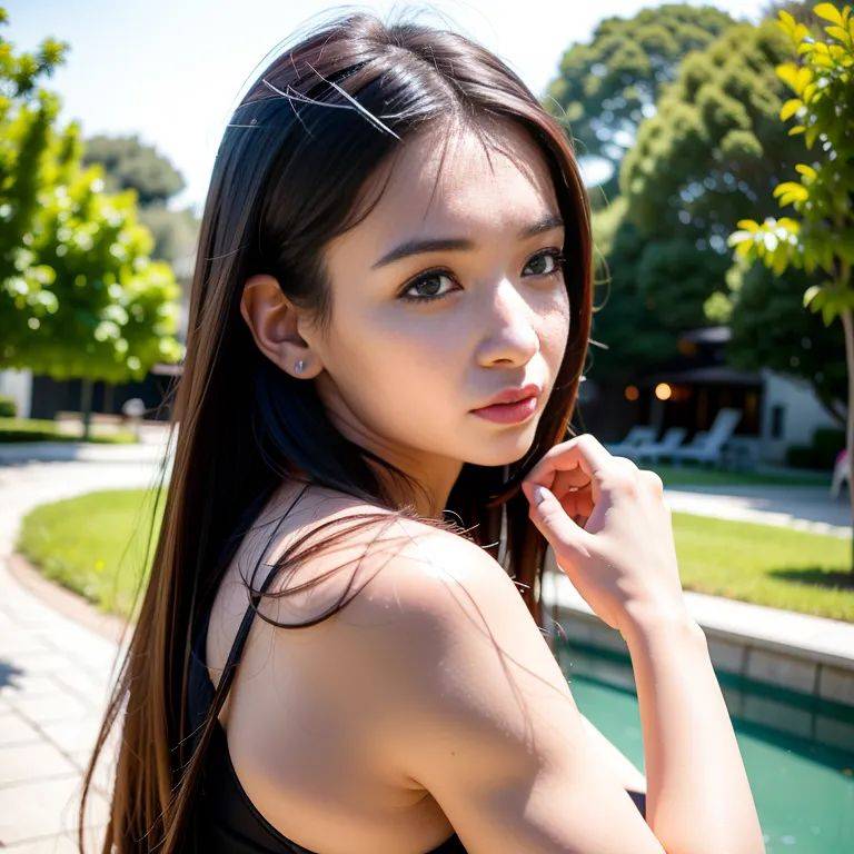 ,woman,twenties,(RAW photo, best quality, masterpiece:1.1), (realistic, photo-realistic:1.2), ultra-detailed, ultra high res, physically-based rendering,long hair,double tail,black hair,hair behind ear,bangs,blue - #main