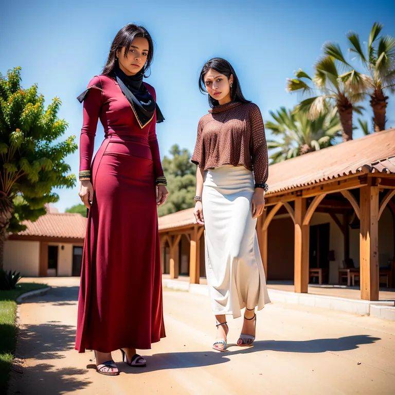 , Arabs,(2women:2),twenties,(RAW photo, best quality, masterpiece:1.1), (realistic, photo-realistic:1.2), ultra-detailed, ultra high res, physically-based rendering,(adult:1.5) - #main