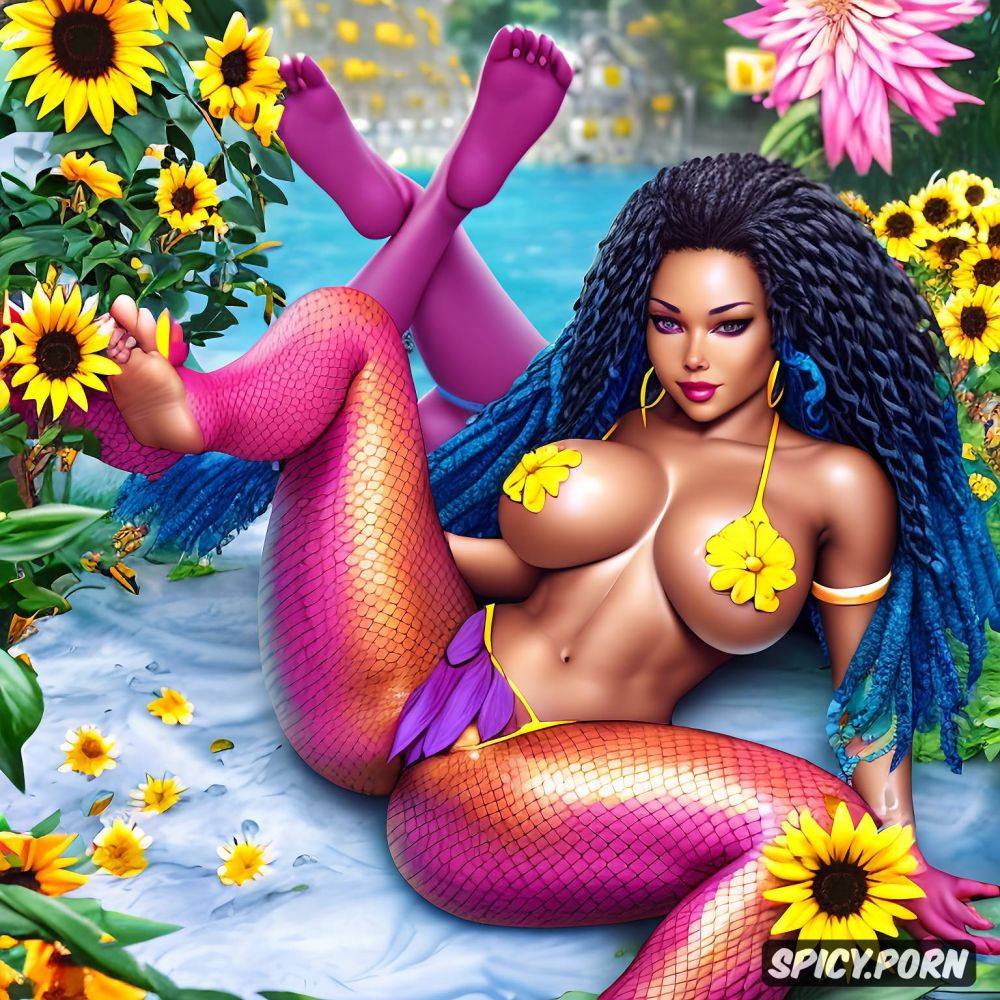 8k hires in a park with flowers lillies 28 yo b cup breasts north american ebony goddess - #main
