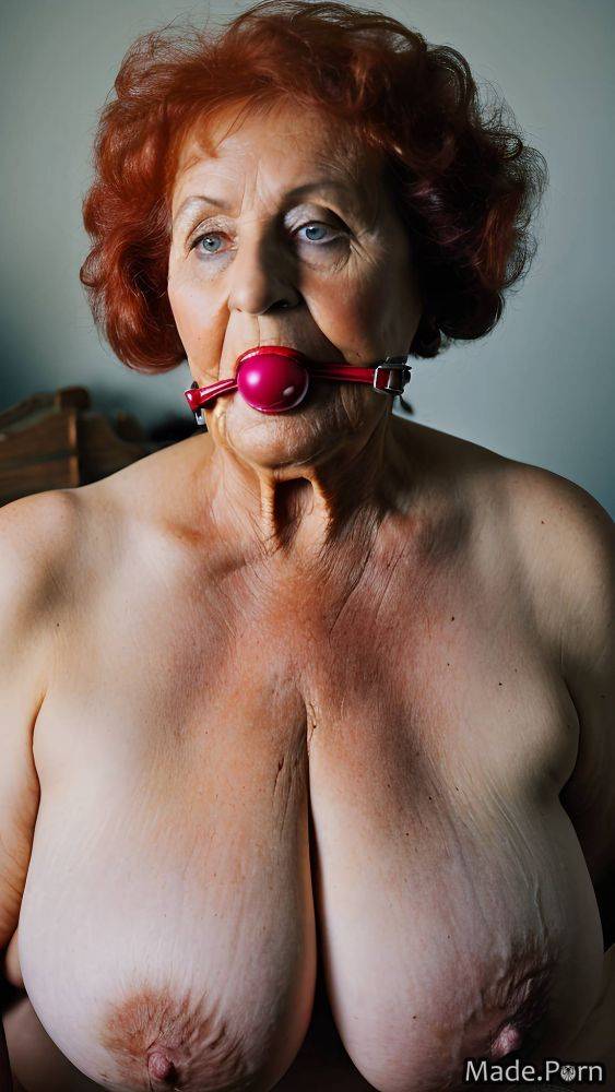 Huge boobs ssbbw fat nude ball gag saggy tits woman AI porn - #main
