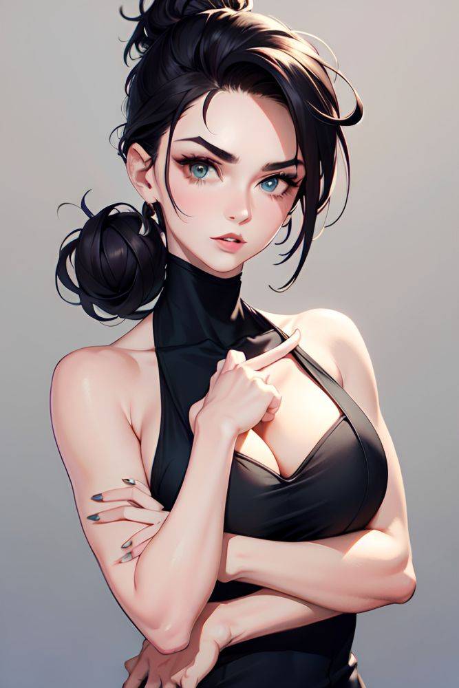 Anime Muscular Small Tits 70s Age Shocked Face Blue Hair Bangs Hair Style Dark Skin Charcoal Mountains Back View Eating Bikini 3671524449005936911 - AI Hentai - #main