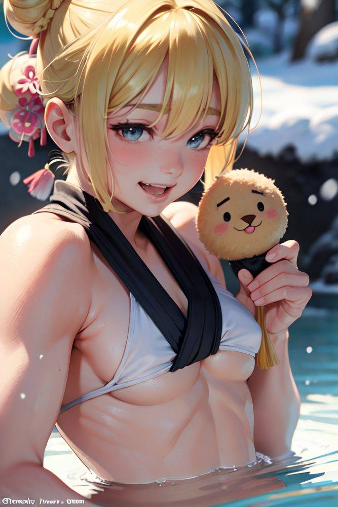 Anime Muscular Small Tits 70s Age Laughing Face Blonde Hair Bun Hair Style Light Skin Vintage Snow Close Up View Bathing Kimono 3671965112161530295 - AI Hentai - #main