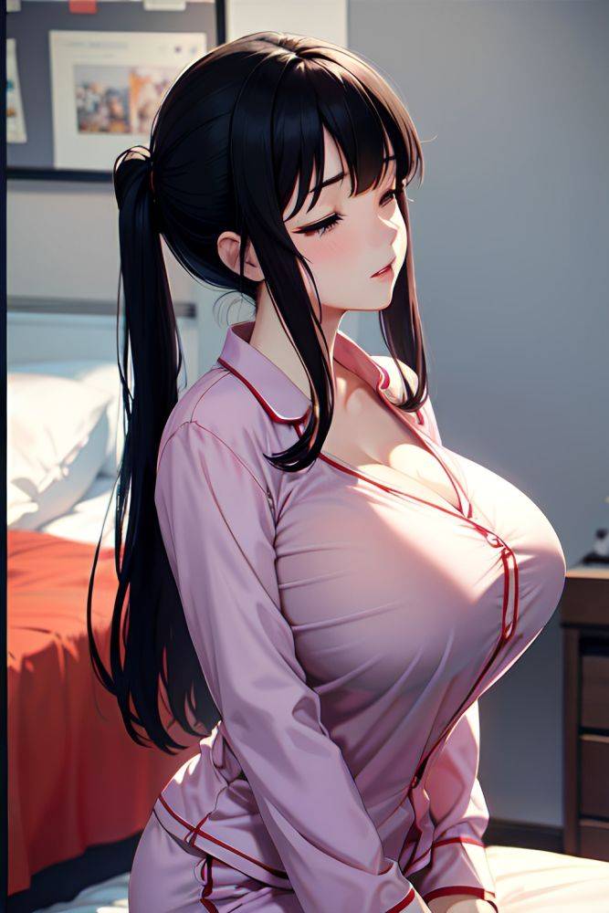 Anime Busty Huge Boobs 20s Age Seductive Face Black Hair Bangs Hair Style Light Skin Film Photo Snow Side View Sleeping Pajamas 3672034688583989561 - AI Hentai - #main