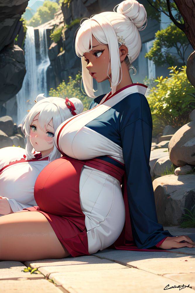 Anime Pregnant Huge Boobs 60s Age Sad Face White Hair Hair Bun Hair Style Dark Skin Vintage Cave Side View Sleeping Kimono 3676383345496549484 - AI Hentai - #main