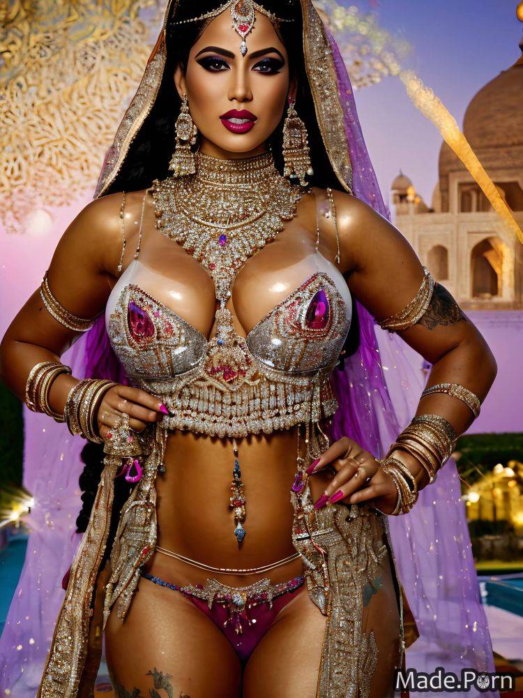 Oiled body wedding emerald silver The Taj Mahal, India braided hair woman AI porn - #main