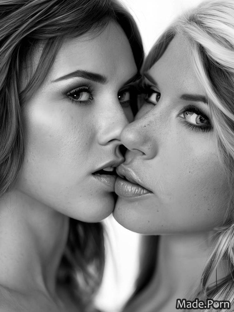 Lesbian realistic art straight hair kissing topless nude secretary AI porn - #main