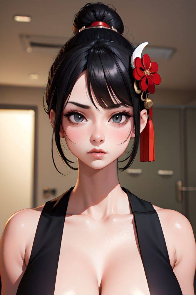 Anime Skinny Huge Boobs 18 Age Serious Face Black Hair Hair Bun Hair Style Light Skin 3d Hospital Close Up View Gaming Geisha 3678030035963498050 - AI Hentai - #main