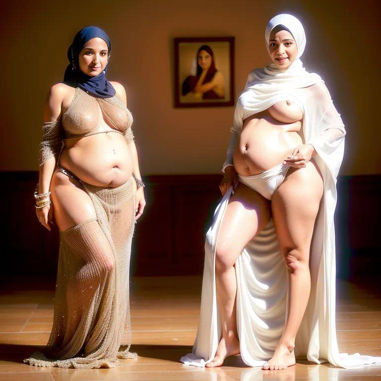 , Arabs,(2women:2),aging,(RAW photo, best quality, masterpiece:1.1), (realistic, photo-realistic:1.2), ultra-detailed, ultra high res, physically-based rendering,long hair,black eyes,beautiful,seductive,Looking at - #main
