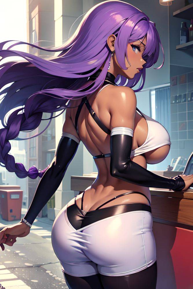 Anime Skinny Huge Boobs 60s Age Sad Face Purple Hair Braided Hair Style Dark Skin Soft Anime Bar Back View Jumping Goth 3678088017982324043 - AI Hentai - #main