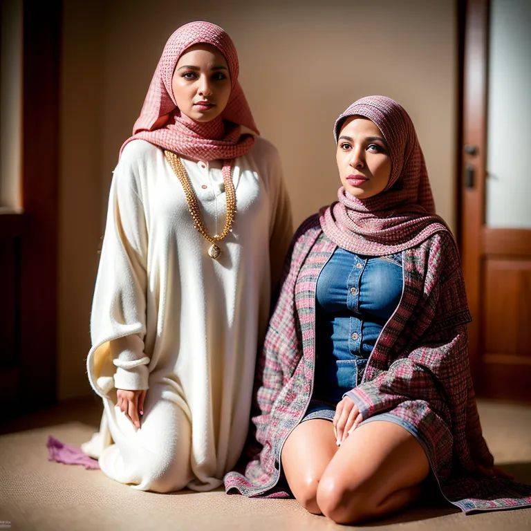, Arabs,(2women:2),twenties,(RAW photo, best quality, masterpiece:1.1), (realistic, photo-realistic:1.2), ultra-detailed, ultra high res, physically-based rendering,(adult:1.5) - #main