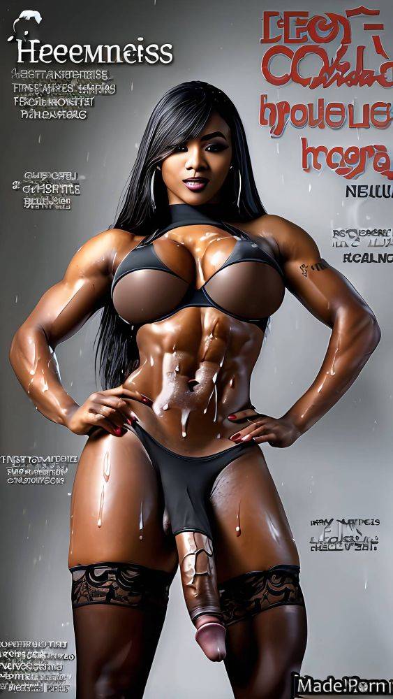 Veiny dick black standing big cock sweat futanari athlete AI porn - #main