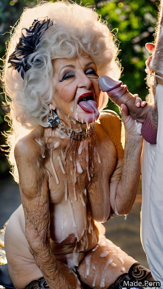 Blowjob long hair slutty indoors woman caucasian white hair AI porn - #main