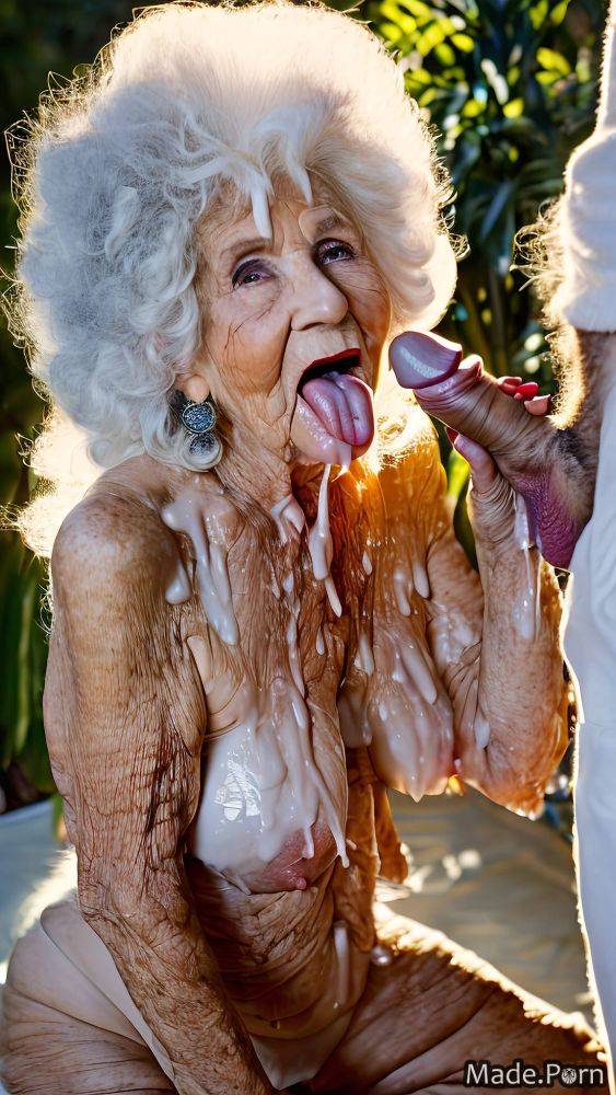 Wild afro made white hair slutty caucasian bukkake blowjob AI porn - #main