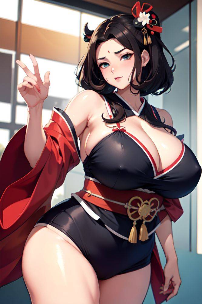 Anime Chubby Huge Boobs 30s Age Seductive Face Brunette Slicked Hair Style Dark Skin Illustration Hospital Close Up View Jumping Geisha 3678663972640412603 - AI Hentai - #main