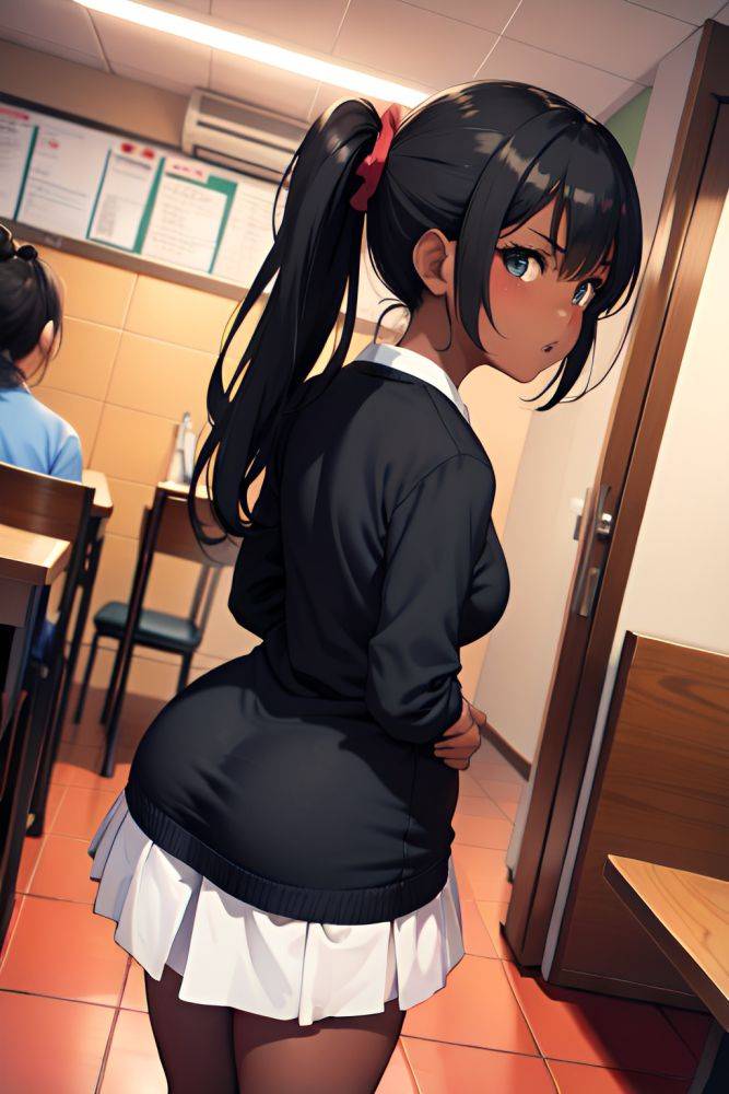 Anime Chubby Small Tits 60s Age Angry Face Black Hair Ponytail Hair Style Dark Skin Crisp Anime Restaurant Back View T Pose Schoolgirl 3678872708053784686 - AI Hentai - #main