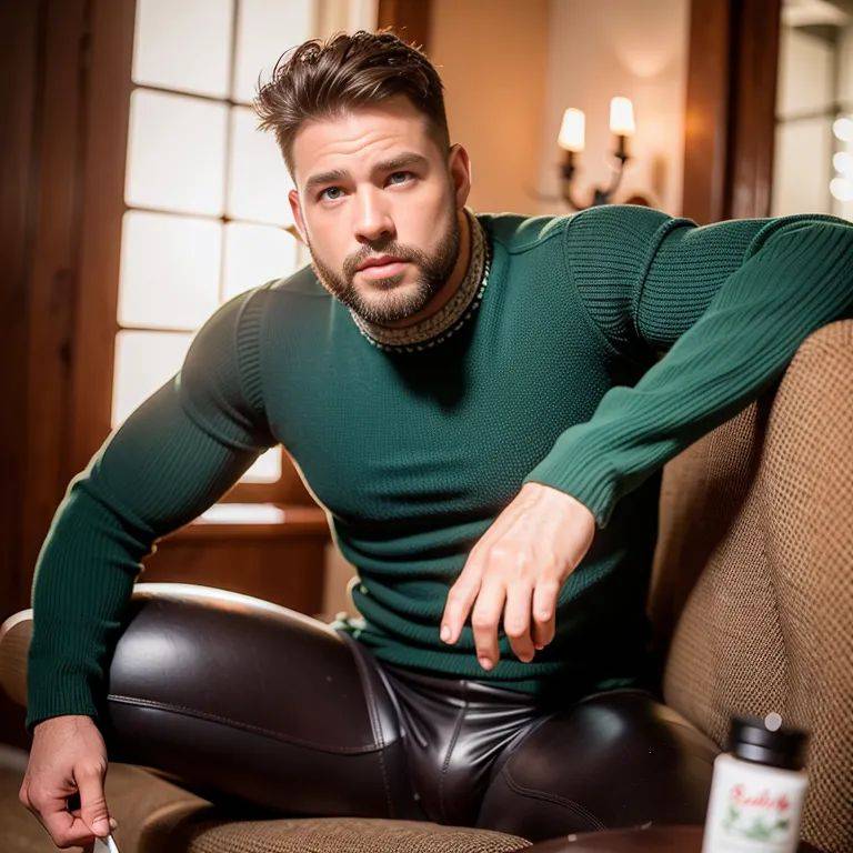 ,white people,manly man,twenties,(RAW photo, best quality, masterpiece:1.1), (realistic, photo-realistic:1.2), ultra-detailed, ultra high res, physically-based rendering,gloves,boots,leather,long sleeves,fantasy,Green sweater,contour leggings,(adult:1.5) - #main