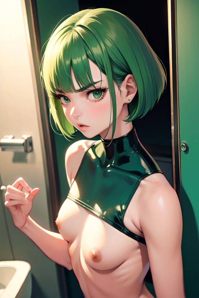 Anime Skinny Small Tits 60s Age Angry Face Green Hair Bobcut Hair Style Light Skin Cyberpunk Bathroom Close Up View T Pose Geisha 3679174214762177492 - AI Hentai - #main