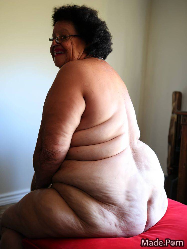 Fairer skin 80 thick looking at viewer laughing big hips white hair AI porn - #main