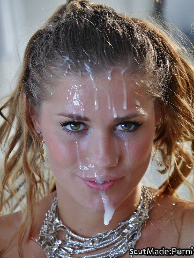 Looking at viewer cum on tits braided hair wet sapphire sapphire bukkake AI porn - #main