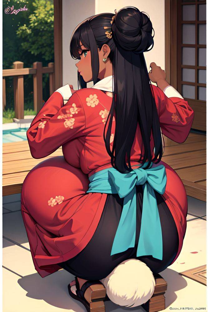 Anime Pregnant Small Tits 70s Age Seductive Face Black Hair Hair Bun Hair Style Dark Skin Dark Fantasy Wedding Back View Squatting Kimono 3679448663622762232 - AI Hentai - #main