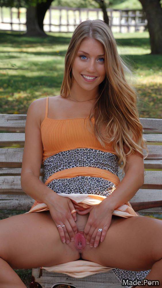 Spreading legs orange blonde 18 park daytime skinny AI porn - #main
