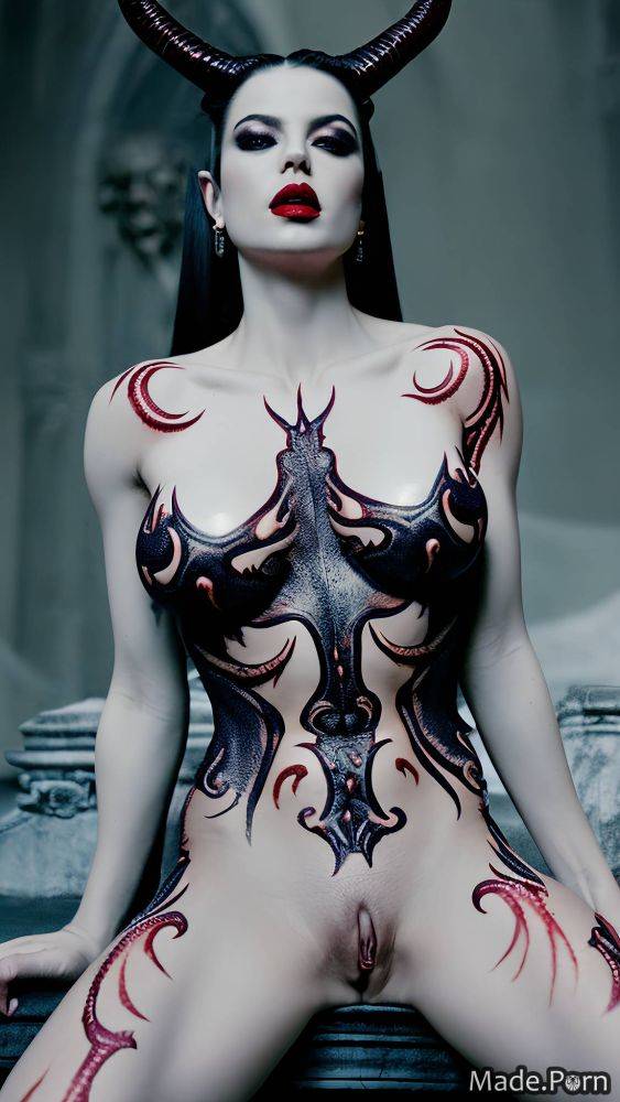 Tattoos devil nipples big tits creepy spreading pussy lips demon wings AI porn - #main