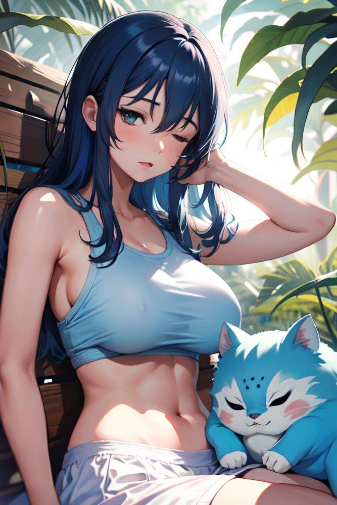 Anime Skinny Huge Boobs 30s Age Shocked Face Blue Hair Messy Hair Style Dark Skin Watercolor Jungle Front View Sleeping Schoolgirl 3681536016181951521 - AI Hentai - #main
