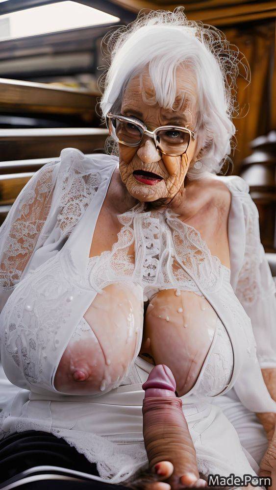 Slutty 90 cumshot sitting long hair goth white hair AI porn - #main