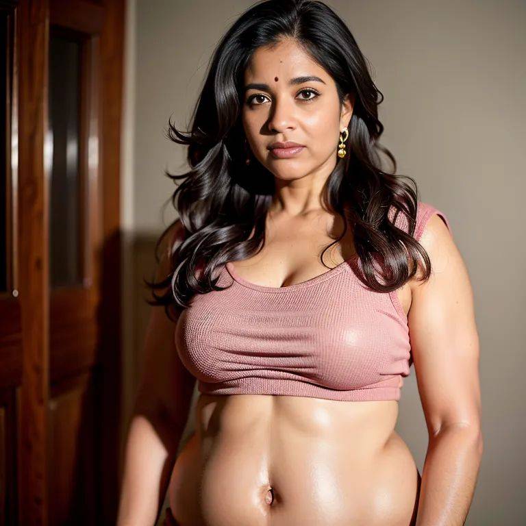 , Indian, brown skin, facial mark,woman,elder,(RAW photo, best quality, masterpiece:1.1), (realistic, photo-realistic:1.2), ultra-detailed, ultra high res, physically-based rendering,long hair,curly hair,black - #main