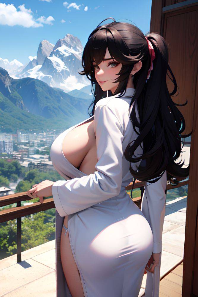 Anime Busty Huge Boobs 80s Age Happy Face Black Hair Messy Hair Style Light Skin 3d Mountains Back View Gaming Bathrobe 3676951569637366550 - AI Hentai - #main