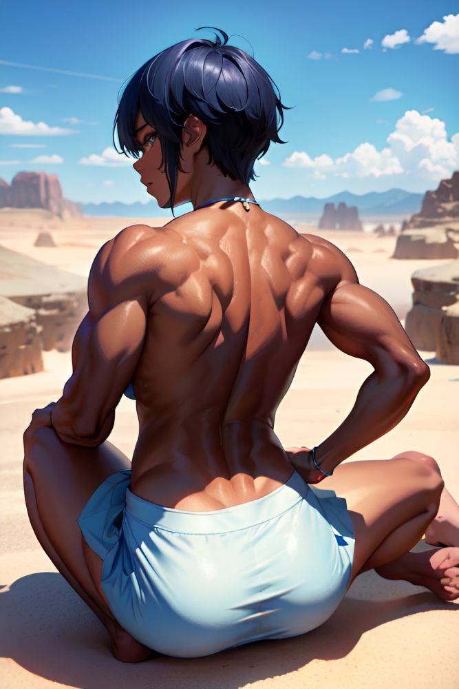 Anime Muscular Small Tits 18 Age Sad Face Blue Hair Pixie Hair Style Dark Skin Soft Anime Desert Back View Straddling Mini Skirt 3677005686266286614 - AI Hentai - #main
