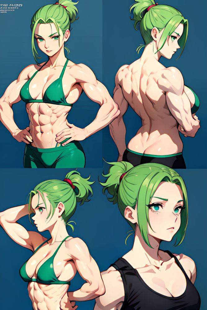 Anime Muscular Small Tits 80s Age Seductive Face Green Hair Slicked Hair Style Light Skin Comic Stage Back View Yoga Pajamas 3677110053468808553 - AI Hentai - #main