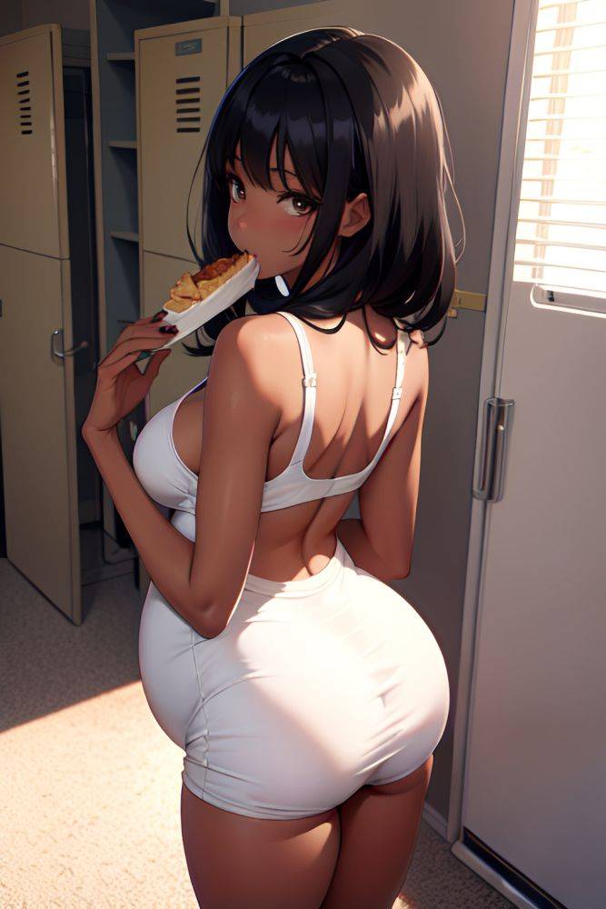 Anime Pregnant Small Tits 60s Age Seductive Face Black Hair Messy Hair Style Dark Skin Illustration Locker Room Back View Eating Latex 3677102322527593929 - AI Hentai - #main