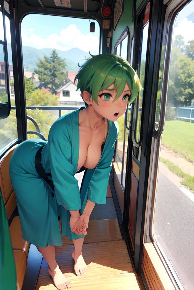 Anime Muscular Small Tits 40s Age Shocked Face Green Hair Pixie Hair Style Light Skin Painting Bus Side View Bending Over Bathrobe 3677241479933788173 - AI Hentai - #main