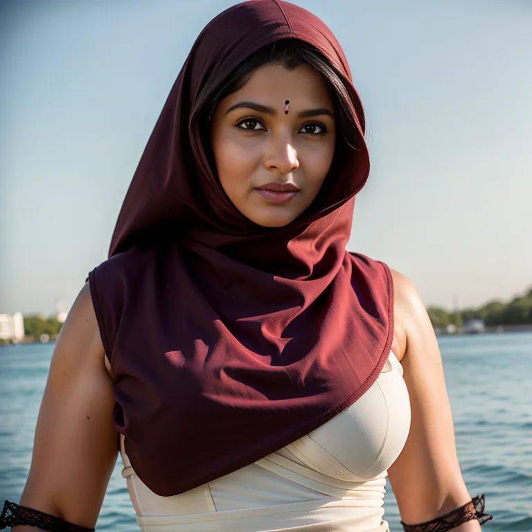 , Indian, brown skin, facial mark,woman,twenties,(RAW photo, best quality, masterpiece:1.1), (realistic, photo-realistic:1.2), ultra-detailed, ultra high res, physically-based rendering,niqab,(adult:1.5) - #main