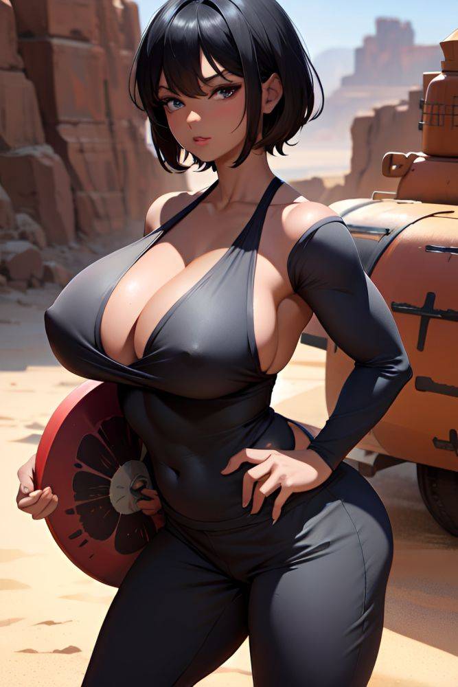 Anime Muscular Huge Boobs 60s Age Seductive Face Black Hair Pixie Hair Style Dark Skin Charcoal Desert Front View Cumshot Pajamas 3677805838667678340 - AI Hentai - #main