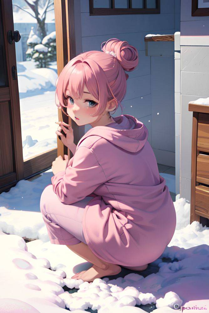 Anime Chubby Small Tits 40s Age Pouting Lips Face Pink Hair Hair Bun Hair Style Dark Skin Dark Fantasy Snow Back View Squatting Bathrobe 3677956592021701124 - AI Hentai - #main