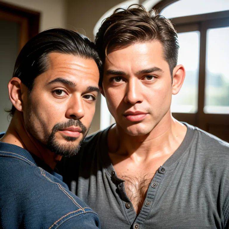 , latino,(2men:2), manly man,thirties,(RAW photo, best quality, masterpiece:1.1), (realistic, photo-realistic:1.2), ultra-detailed, ultra high res, physically-based rendering,short hair,(semen:1.2),portrait,(adult:1.5) - #main