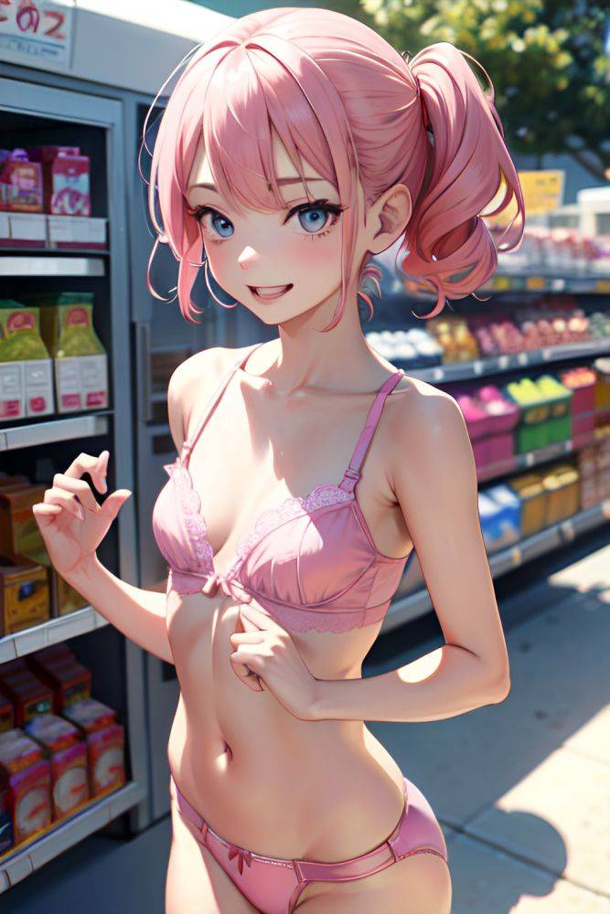 Anime Skinny Small Tits 18 Age Happy Face Pink Hair Slicked Hair Style Light Skin Soft Anime Grocery Front View On Back Lingerie 3681934161179622300 - AI Hentai - #main