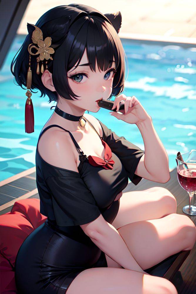Anime Chubby Small Tits 20s Age Seductive Face Black Hair Bobcut Hair Style Dark Skin Dark Fantasy Yacht Front View Eating Geisha 3681938026650227089 - AI Hentai - #main