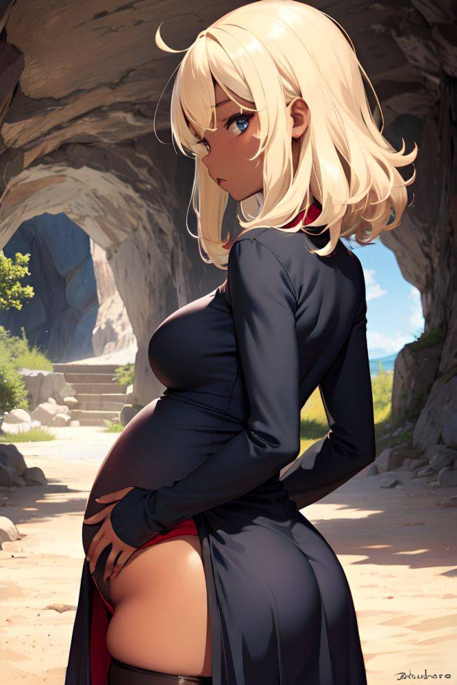Anime Pregnant Small Tits 50s Age Shocked Face Blonde Messy Hair Style Dark Skin Soft + Warm Cave Back View T Pose Stockings 3682026930949659734 - AI Hentai - #main