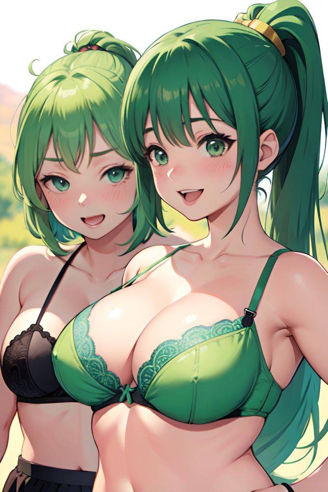 Anime Chubby Small Tits 30s Age Laughing Face Green Hair Ponytail Hair Style Light Skin Illustration Desert Close Up View Massage Bra 3683673621327659307 - AI Hentai - #main