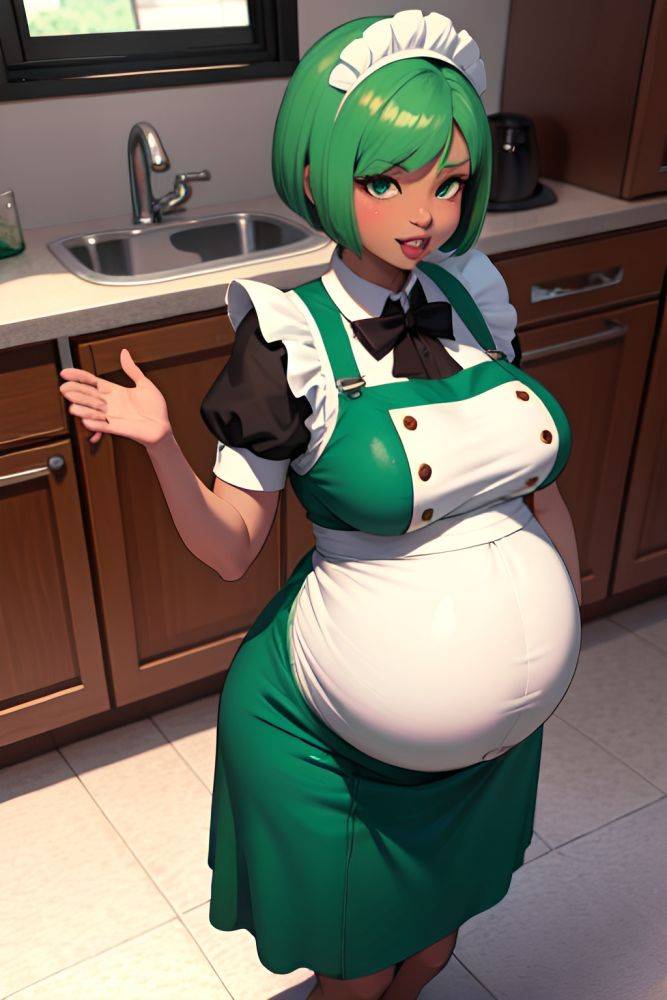 Anime Pregnant Small Tits 20s Age Ahegao Face Green Hair Bobcut Hair Style Dark Skin 3d Kitchen Front View T Pose Maid 3683739335938019372 - AI Hentai - #main