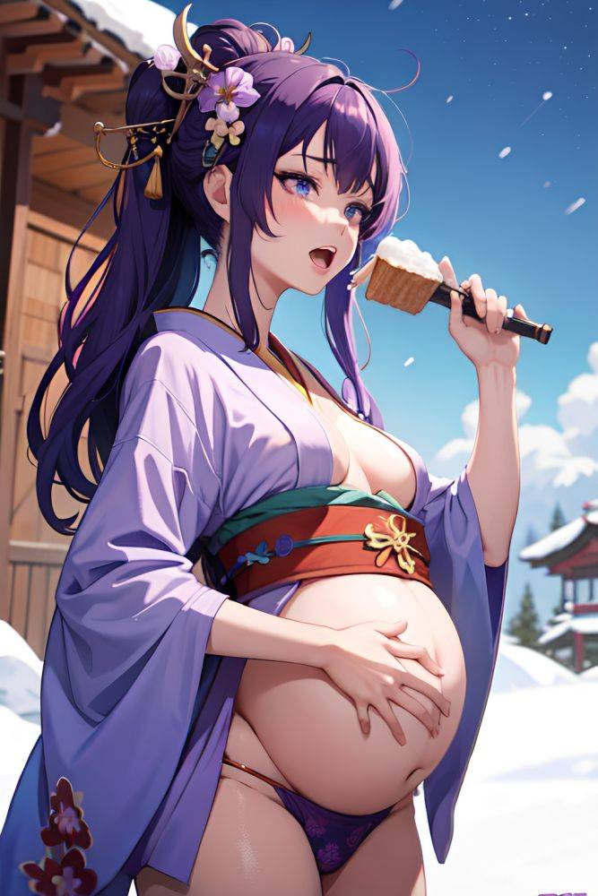 Anime Pregnant Small Tits 18 Age Ahegao Face Purple Hair Messy Hair Style Light Skin Illustration Snow Side View Eating Geisha 3683832105707939174 - AI Hentai - #main