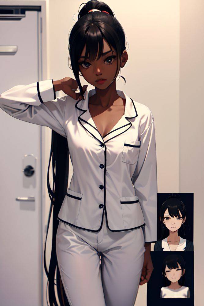 Anime Skinny Small Tits 60s Age Ahegao Face Black Hair Ponytail Hair Style Dark Skin Black And White Hospital Front View T Pose Pajamas 3683859165526760877 - AI Hentai - #main