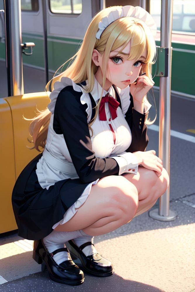 Anime Pregnant Small Tits 60s Age Pouting Lips Face Blonde Straight Hair Style Light Skin Film Photo Bus Front View Squatting Maid 3683928744620689416 - AI Hentai - #main