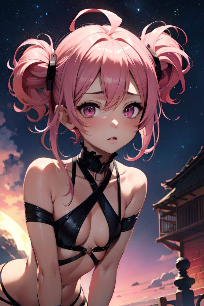 Anime Busty Small Tits 40s Age Sad Face Pink Hair Messy Hair Style Dark Skin Dark Fantasy Moon Front View Plank Goth 3683944204355642126 - AI Hentai - #main