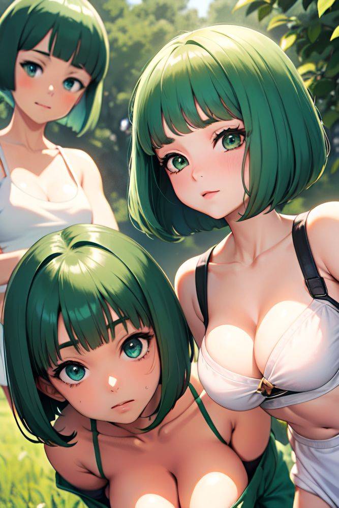 Anime Busty Small Tits 70s Age Shocked Face Green Hair Bobcut Hair Style Dark Skin Vintage Meadow Front View Bending Over Teacher 3684323023249929188 - AI Hentai - #main
