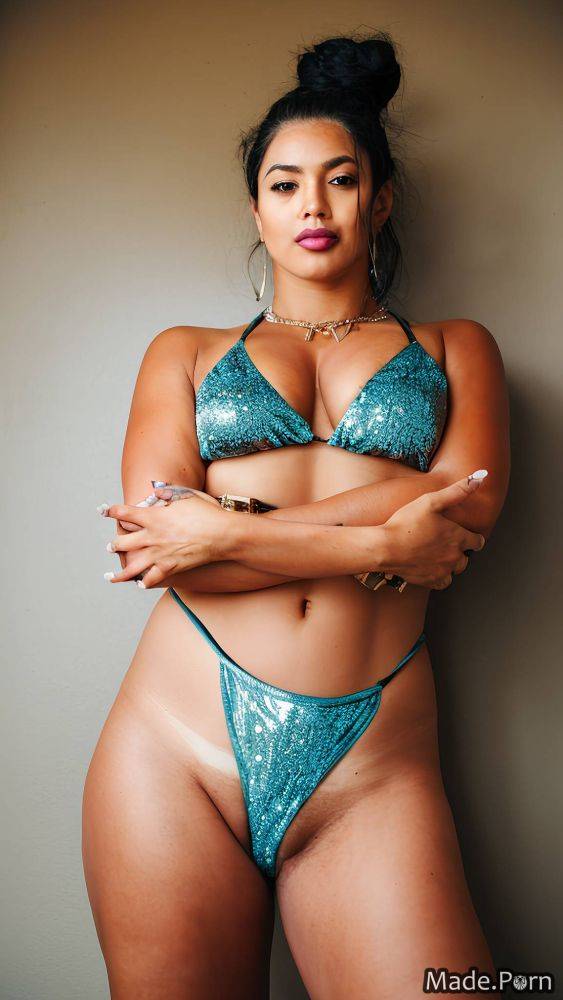 Looking at viewer photo necklace top knot hair indian saggy tits close up AI porn - #main