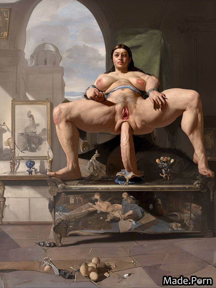 Anal gape thick sitting dungeon looking at viewer shocked baroque AI porn - #main